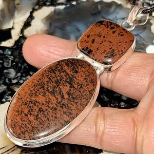Large Mahogany Obsidian Jasper Pendant 3 1/4”